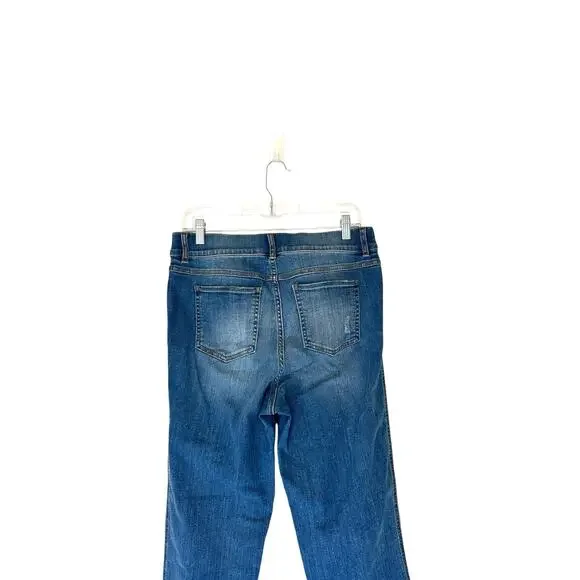 Spanx Medium Wash Pull On Slimming Straight Leg Stretch Denim Jeans Size Large - Picture 4 of 9